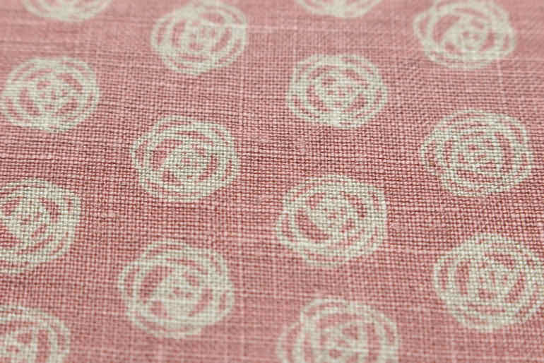 LINNETリネンプリント<br />
        ローズドット・Flaxピンク 